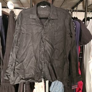 Eileen Fisher Organic Linen Long Sleeve Button Down Shirt, Medium